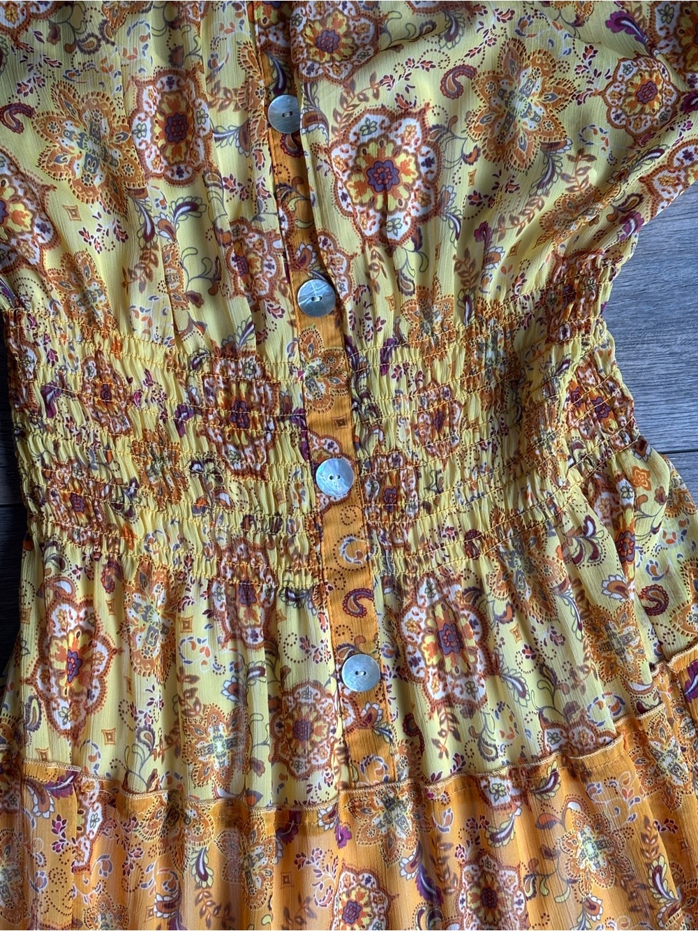 NWT Fig And Flower Boho Tiered Orange Yellow Red Maxi Dress Sz Large - Picture 7 of 14